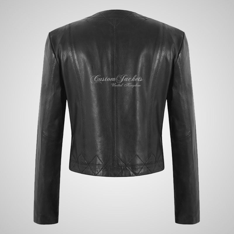 BOLERO Ladies Cropped Leather Jacket Casual Bolero Style Jacket