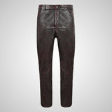 Mens 501 Vintage Leather Jeans Style Leather Pants