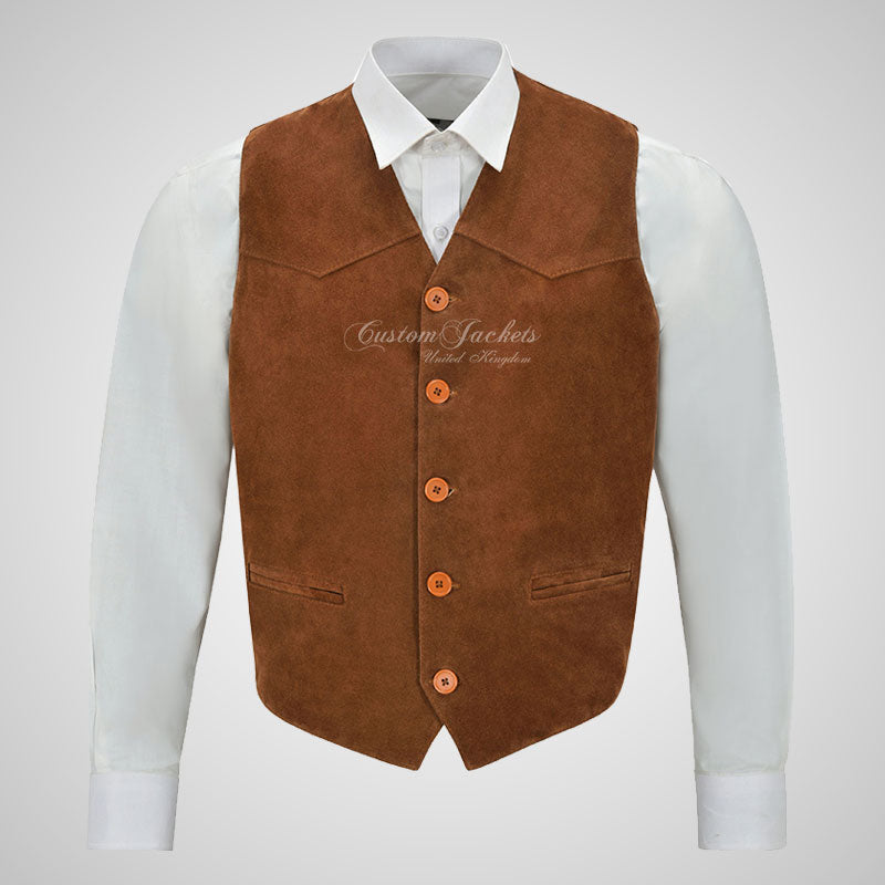 AUTOGRAPH Suede Leather Waistcoat for Mens Silky Soft Suede Vest