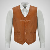 YORK Men's Leather Waistcoat Soft Leather Vest