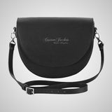 Ladies D Shape Leather Tote Crossbody Bag Black