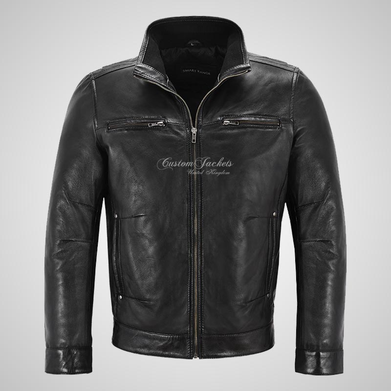 RHYS Men's Luxury Leather Jacket Leather Blouson Jacket