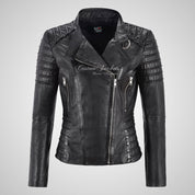 MARIYA Ladies Leather Biker Jacket Soft Lambskin Leather