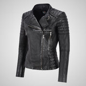 MARIYA Ladies Leather Biker Jacket Soft Lambskin Leather