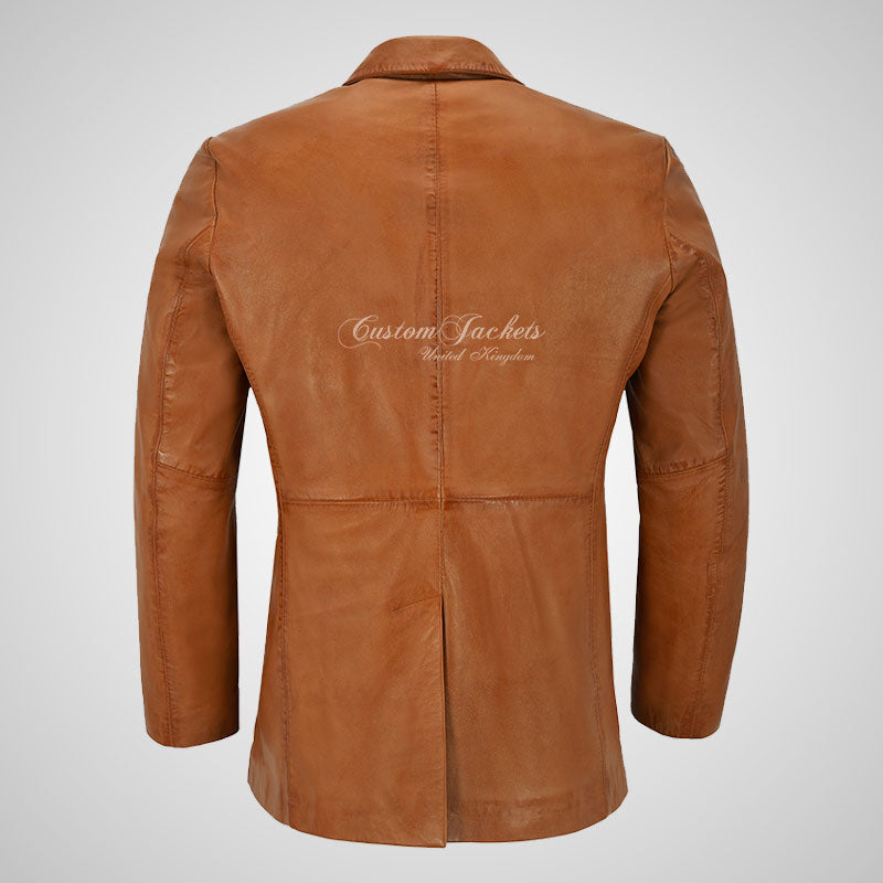 OXFORD 3 Button Leather Blazer Jacket For Men Soft Leather