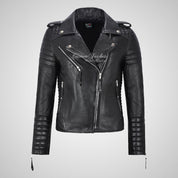 SASSY Ladies Biker Leather Jacket Soft Lambskin Napa Leather