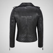 SASSY Ladies Biker Leather Jacket Soft Lambskin Napa Leather