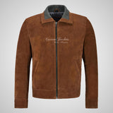 CLARX Tan Peru Suede Blouson Jacket Soft Calf Suede