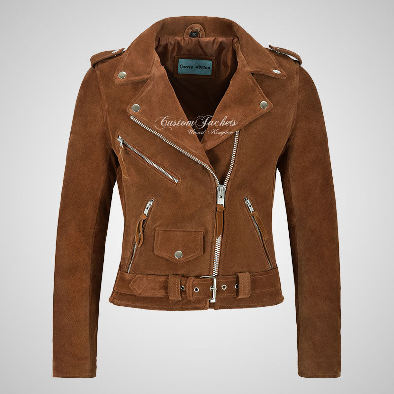 BRANDO Ladies Fringe Suede Biker Jacket Leather Fringe Jacket