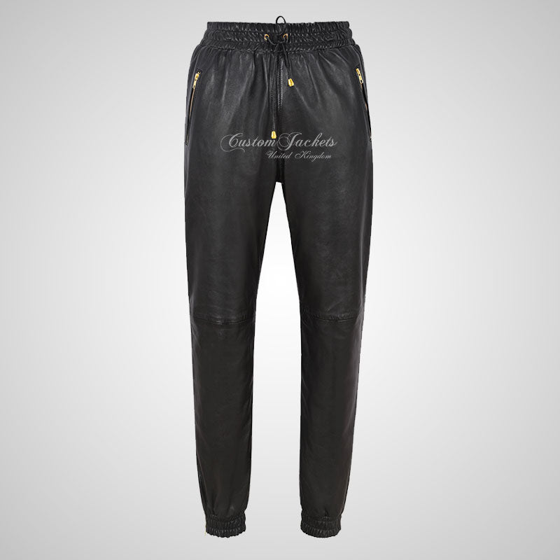 STRIDE Men's Leather Jogging Bottoms Leather Trousers