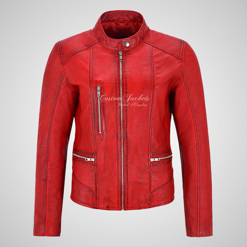 FIERCE Women's Biker Leather Jacket Fitted