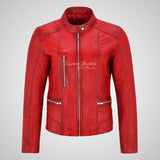 FIERCE Women's Biker Leather Jacket Fitted