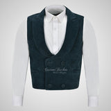 REGENCY Mens Suede Waistcoat Double Breasted Formal Vest