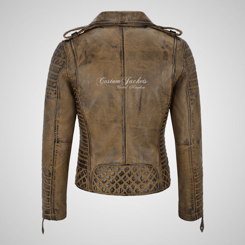SASSY Ladies Biker Leather Jacket Soft Lambskin Napa Leather