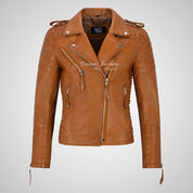 SASSY Ladies Biker Leather Jacket Soft Lambskin Napa Leather