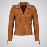 SASSY Ladies Biker Leather Jacket Soft Lambskin Napa Leather