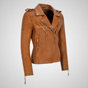 SASSY Ladies Biker Leather Jacket Soft Lambskin Napa Leather