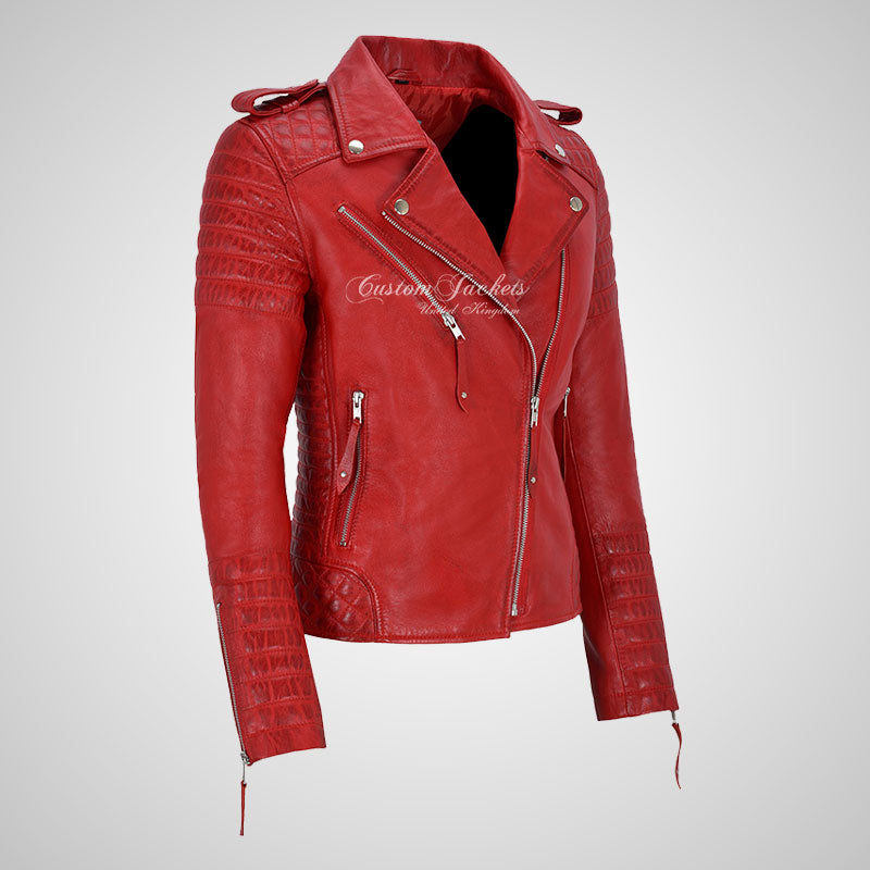 SASSY Ladies Biker Leather Jacket Soft Lambskin Napa Leather