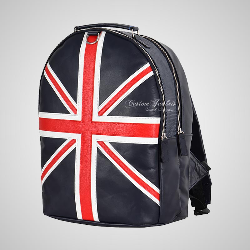 Union Jack Leather Backpack Hand Carry School College Office Bag