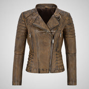 MARIYA Ladies Leather Biker Jacket Soft Lambskin Leather