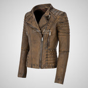 MARIYA Ladies Leather Biker Jacket Soft Lambskin Leather