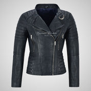 MARIYA Ladies Leather Biker Jacket Soft Lambskin Leather