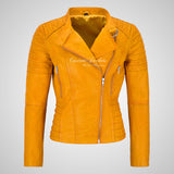 MARIYA Women Leather Biker Jacket Soft Lambskin Leather