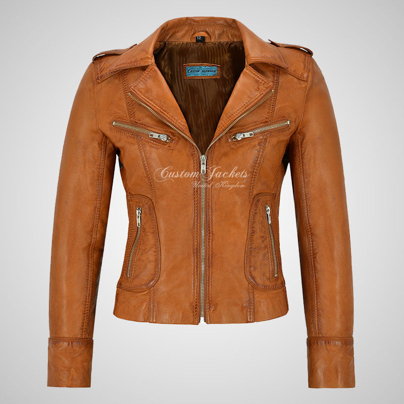 BLAZE Leather Biker Leather Jacket For Women Soft Lambskin Leather
