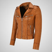 BLAZE Leather Biker Leather Jacket For Women Soft Lambskin Leather