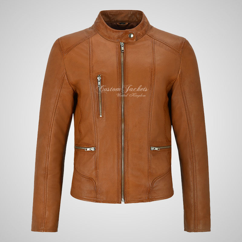 FIERCE Women's Biker Leather Jacket Fitted