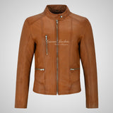 FIERCE Women's Biker Leather Jacket Fitted