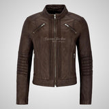 GISELLE Ladies Leather Biker Jacket Fitted Fashion Jacket