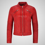 GISELLE Ladies Leather Biker Jacket Fitted Fashion Jacket