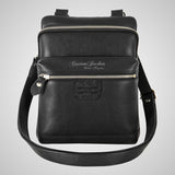 Men's Leather Small Cross Body Bag Black Travel Work Bag