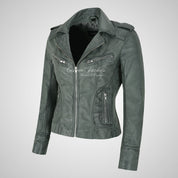 BLAZE Leather Biker Leather Jacket For Women Soft Lambskin Leather