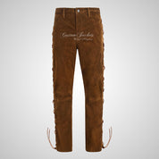 TROOPER Mens Suede Leather Laced Pants