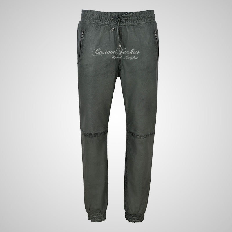 STRIDE Men's Leather Jogging Bottoms Leather Trousers