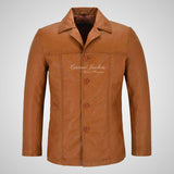 ASHTON Men's Reefer Style Leather Blazer Jacket Soft Lamb Leather