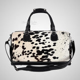 Hair On Hide Black Cow Leather Travel Bag Weekend Holdall Bag