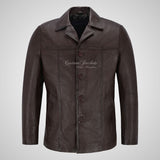 ASHTON Men's Reefer Style Leather Blazer Jacket Soft Lamb Leather