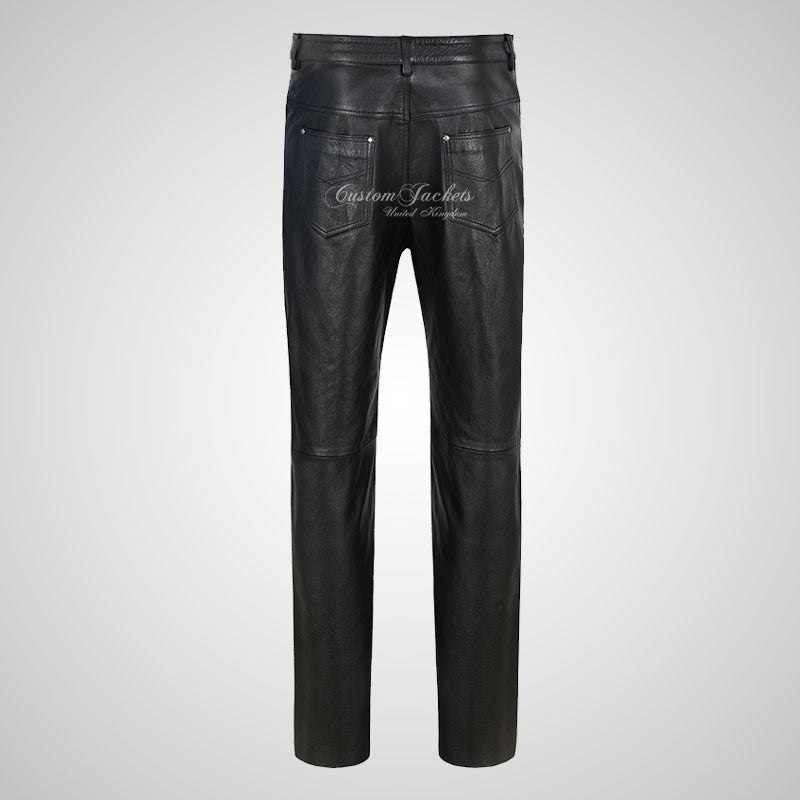 Mens 501 Leather Jeans Black Leather Pants