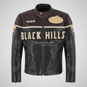 BLACK HILLS Biker Leather Jacket For Mens Thick Cow Leather Moto Jacket