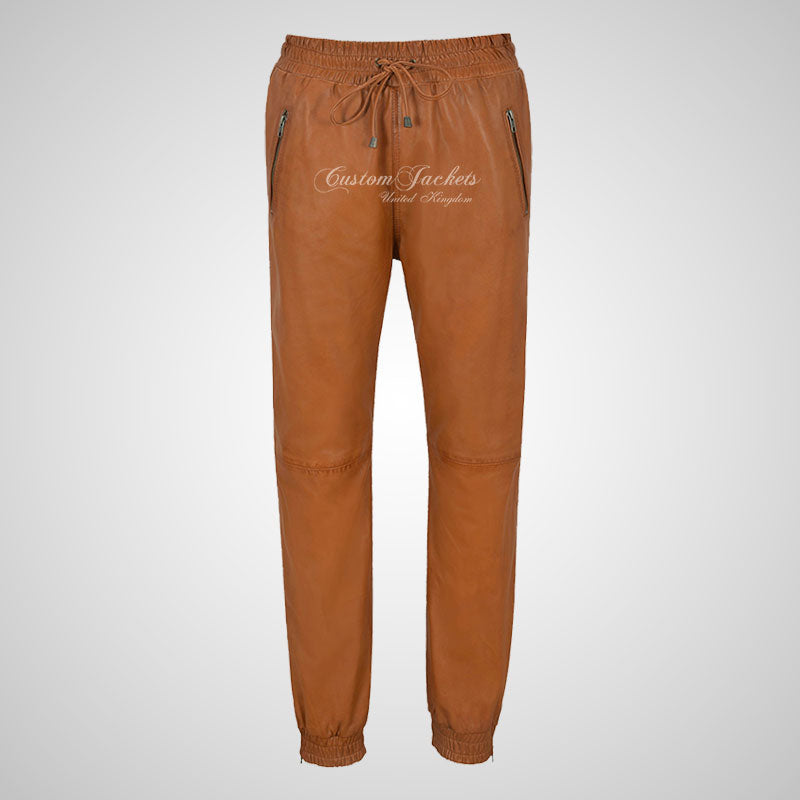 STRIDE Men's Leather Jogging Bottoms Leather Trousers