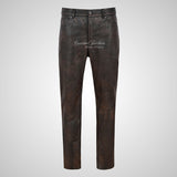 Mens 501 Vintage Leather Jeans Style Leather Pants