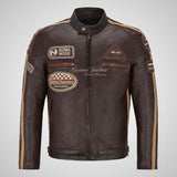 Mens Leather Biker Jacket SIZMA Motorcycle Leather Jacket