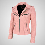 BLAZE Leather Biker Leather Jacket For Women Soft Lambskin Leather