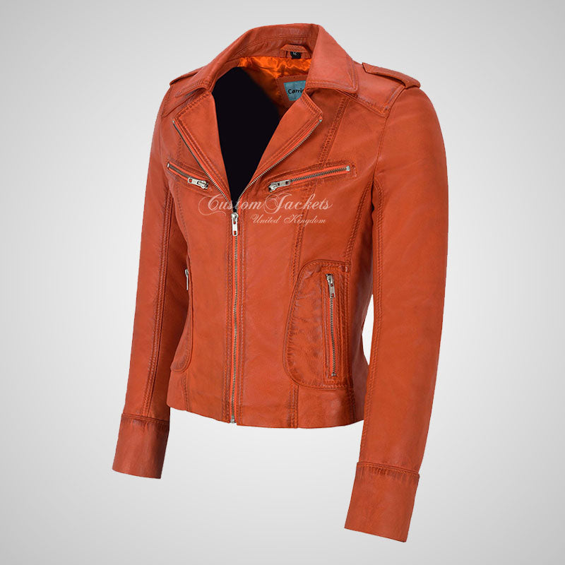 BLAZE Leather Biker Leather Jacket For Women Soft Lambskin Leather