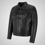 WEST Trucker Leather Jacket Denim Style Shirt Jacket