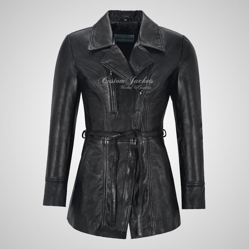 SARINA Ladies Leather Trench Coat Style Leather Jacket