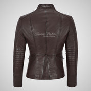 MILITARY Style Ladies Short Studded Leather Jacket Lambskin Leather